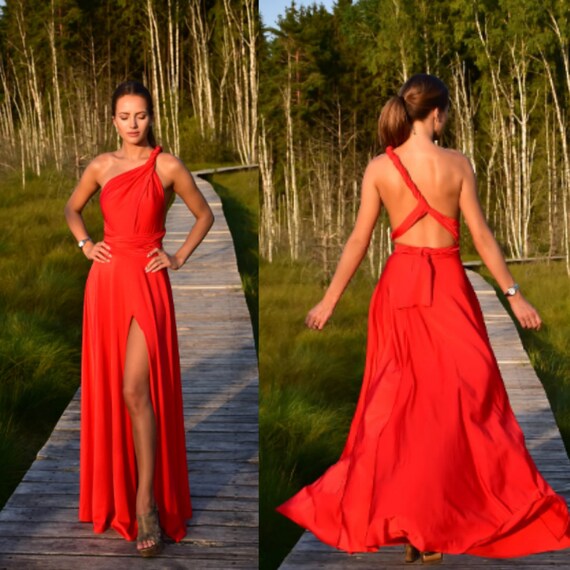 Red Homecoming Dress Red Maxi Dress Infinity Dress Etsy