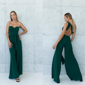 Green Multi Jumpsuit - Emerald Infinity Women Jumpsuit - Convertible Jumpsuit - Bridesmaid jumpsuit - Handmade by TTBFASHION