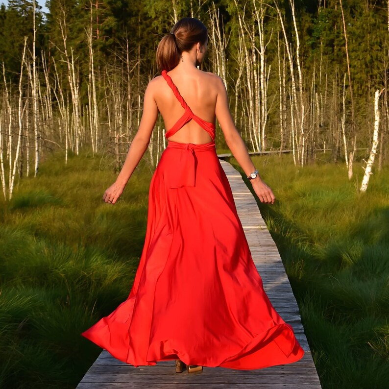 Red Elegant Dress Wedding Guest Dress Red Bridesmaid Etsy