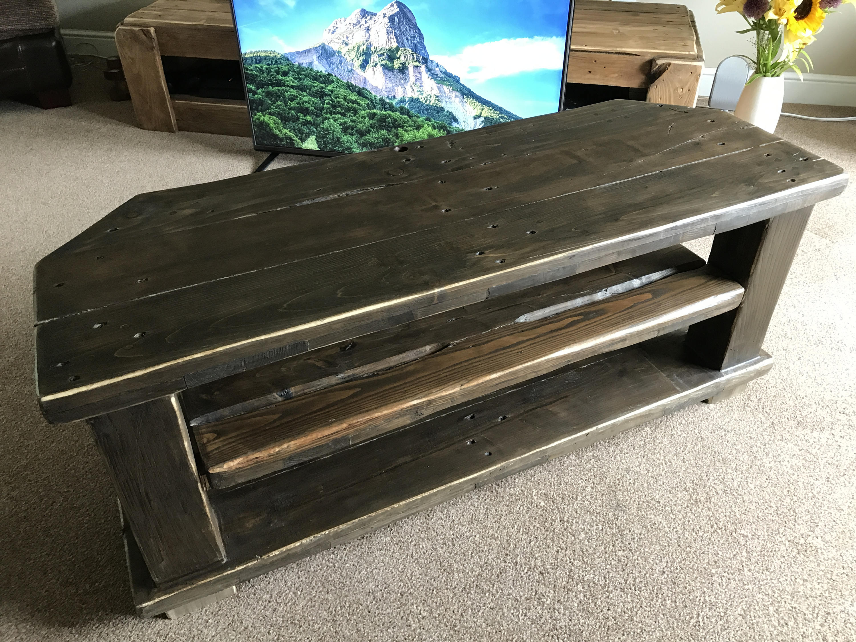 Hand Crafted Corner Tv Unit Etsy