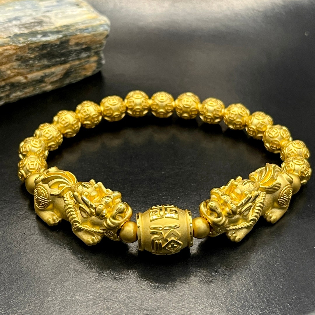 Real 24k Gold Bracelet 24k Gold Piyao With Fortune Barrel in Etsy