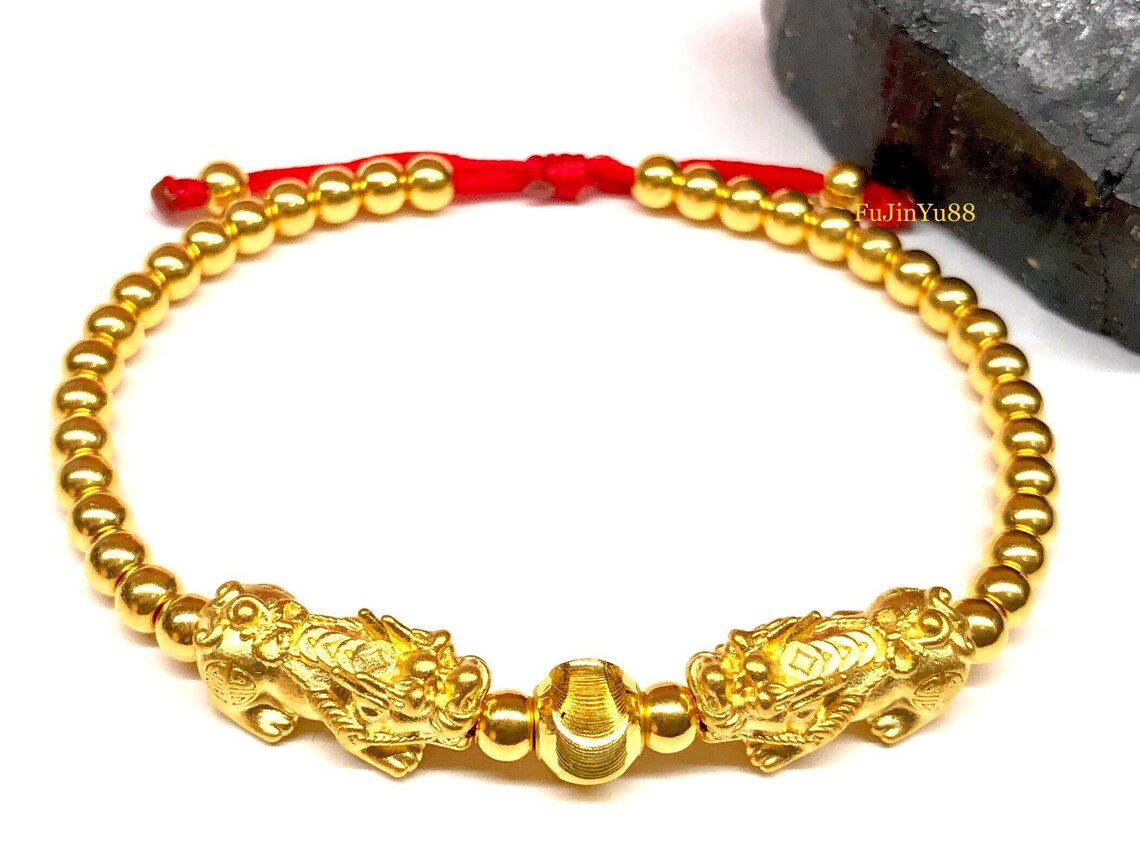 All Gold 24K Real Piyao Fortune Bracelet / Pure 999 Pixiu Gold Etsy