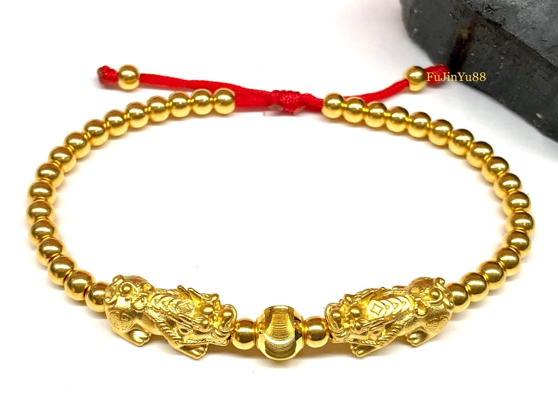 All Gold 24K Real Piyao Fortune Bracelet / Pure 999 Pixiu Gold Etsy