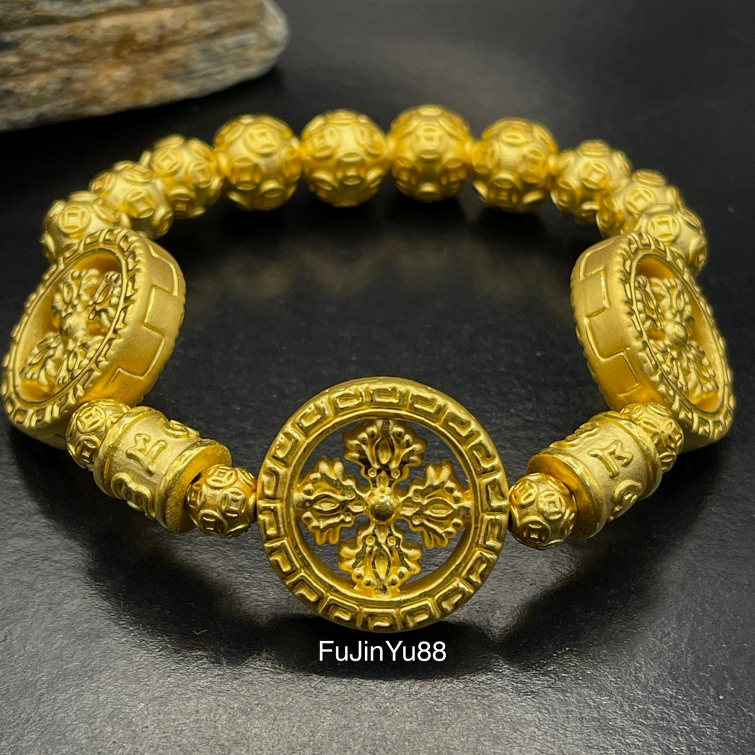 24K Real Gold Bracelet 24karat Gold Protection Bracelet Lucky Etsy