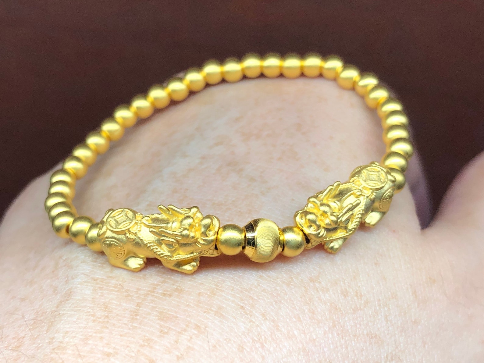 All Gold 24K Real Piyao Fortune Bracelet / Pure 999 Pixiu Gold Etsy