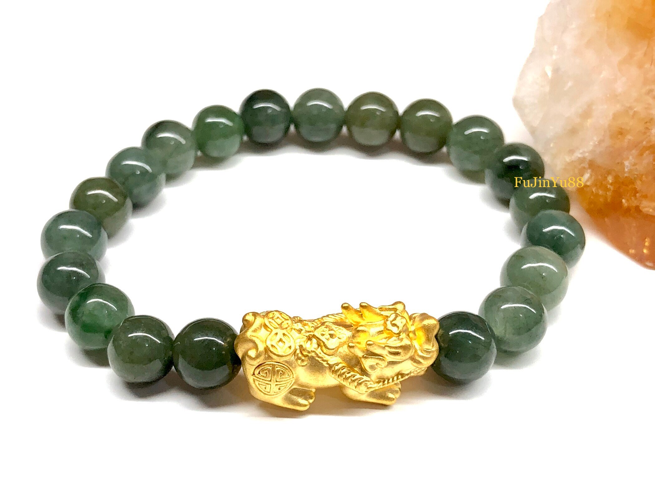 Business Lucky Bracelet 24K Real Gold PiYao in Green Etsy