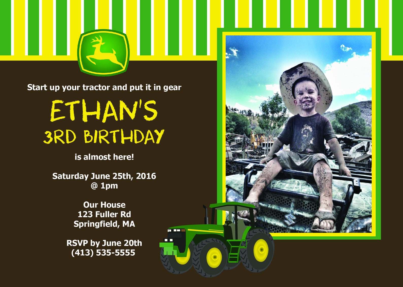 John Deere Birthday Invitation Etsy
