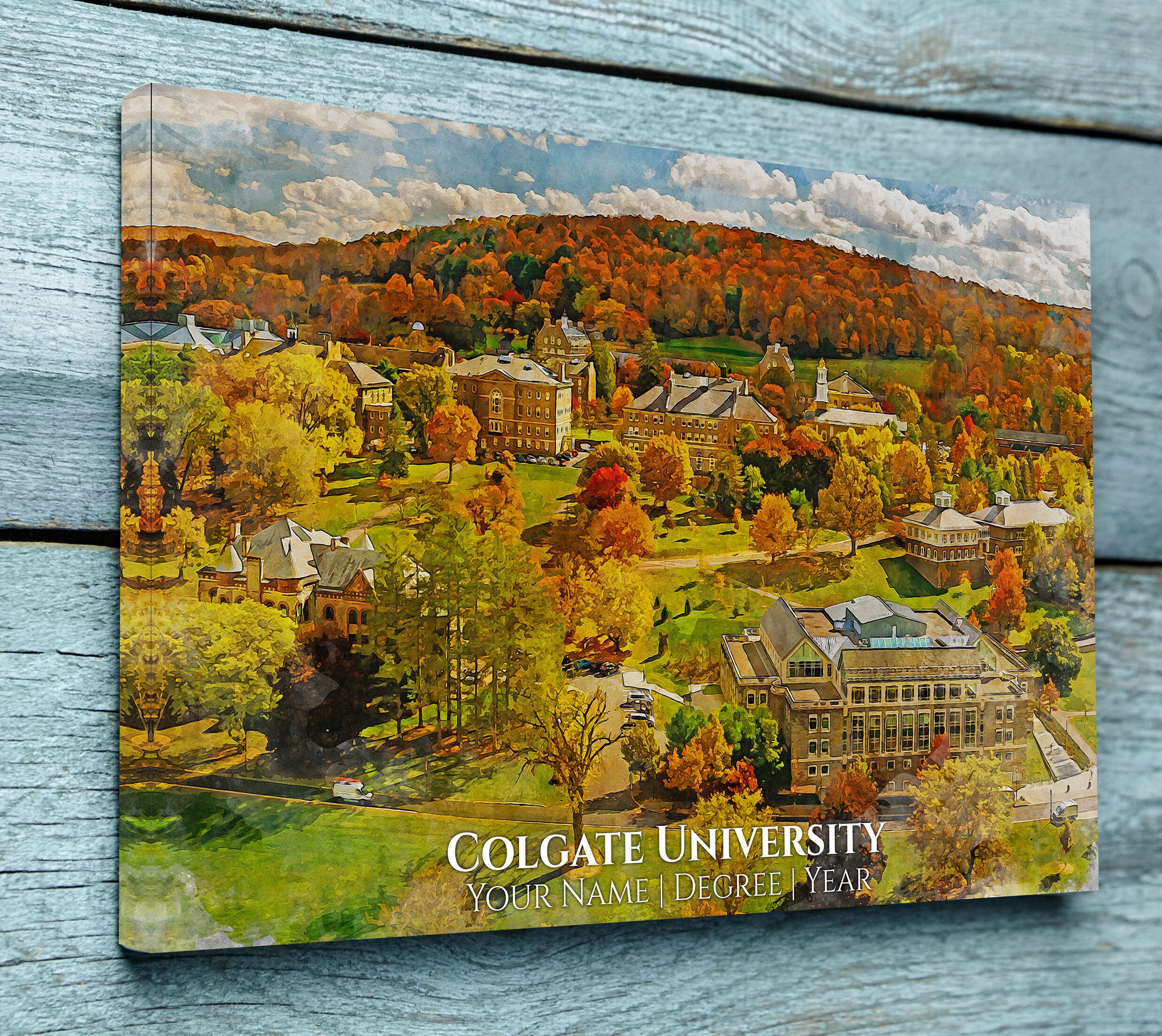 Colgate University watercolor. Graduation gift, Colgate University