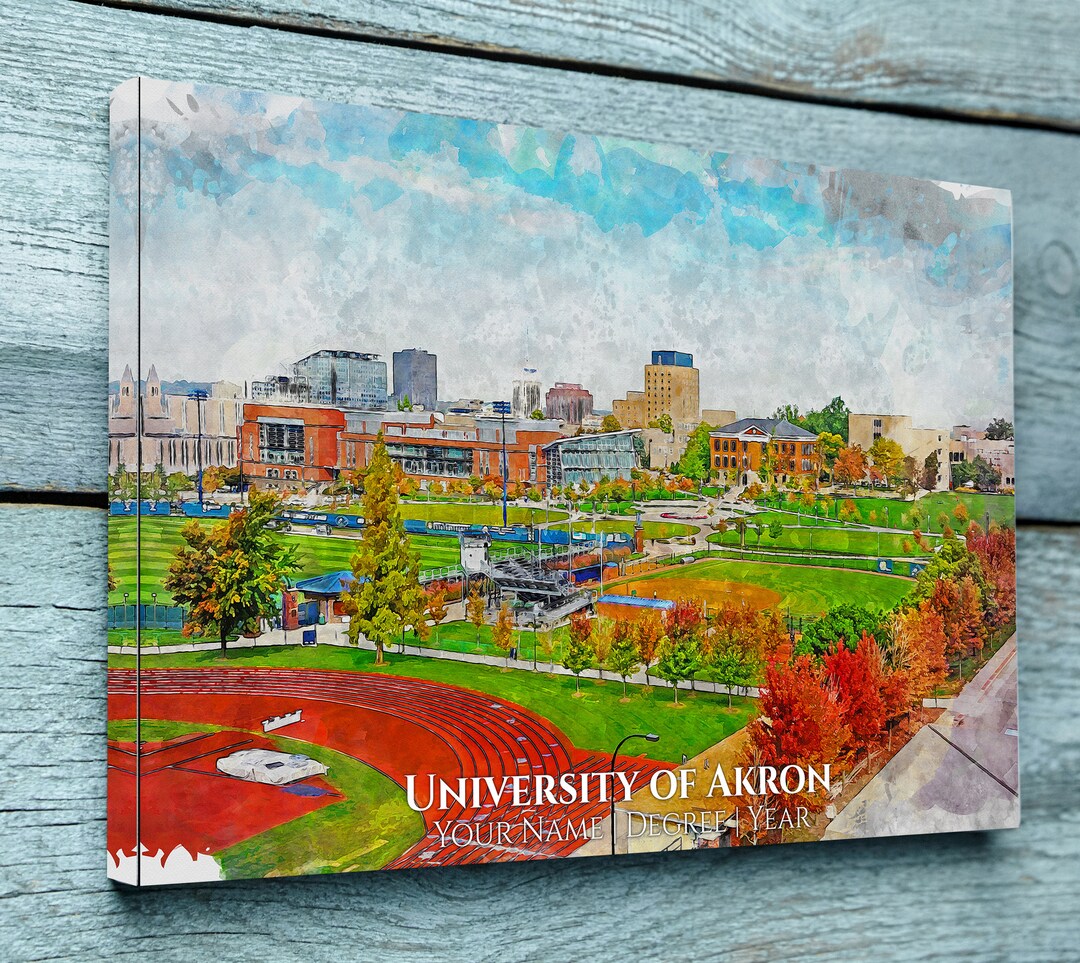 University of Akron Watercolor. Graduation Gift University of Etsy