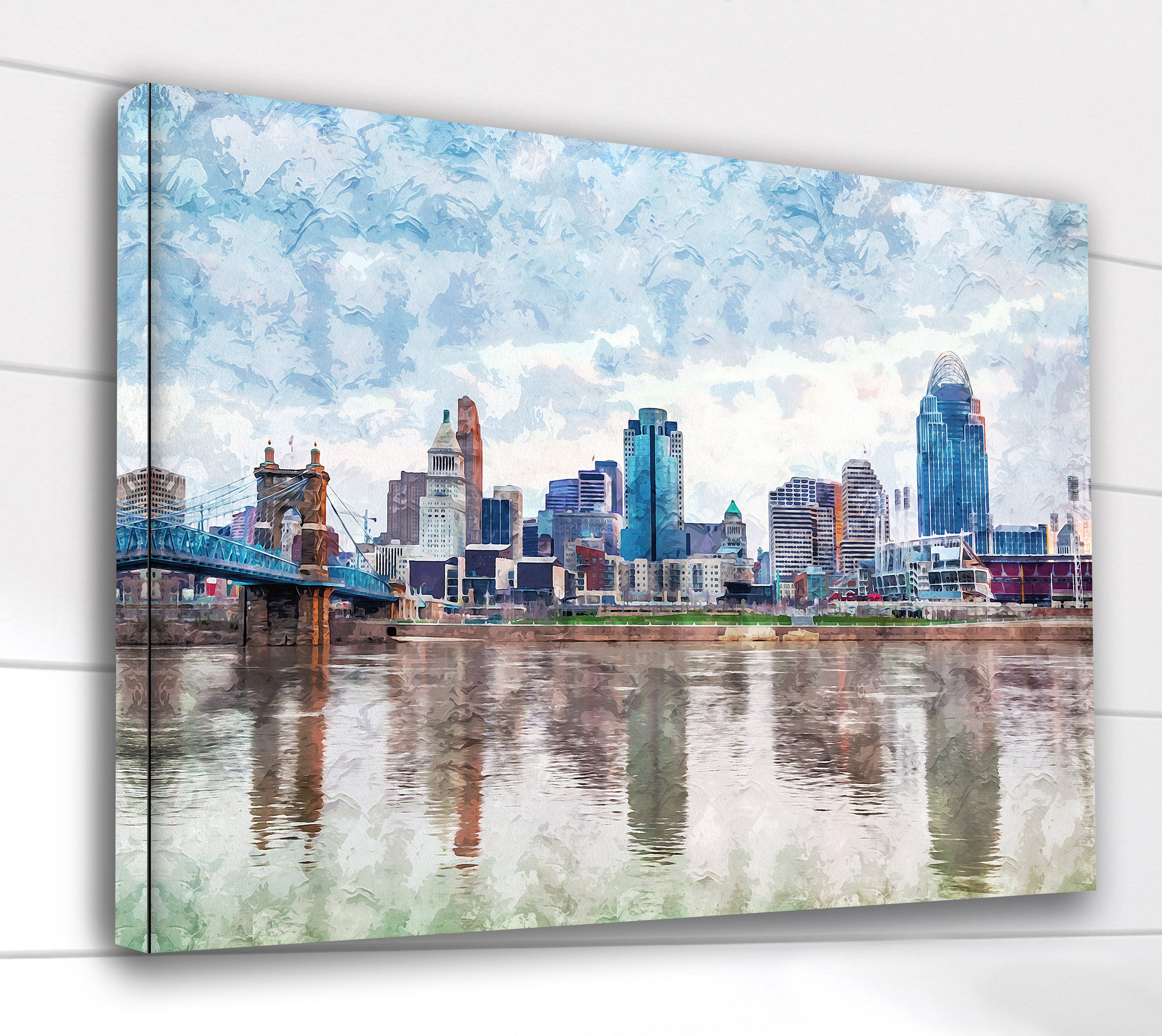 Cincinnati Ohio Aquarell, Cincinnati Wandbild, Cincinnati Leinwand Aquarell, - Bild 6 von 14