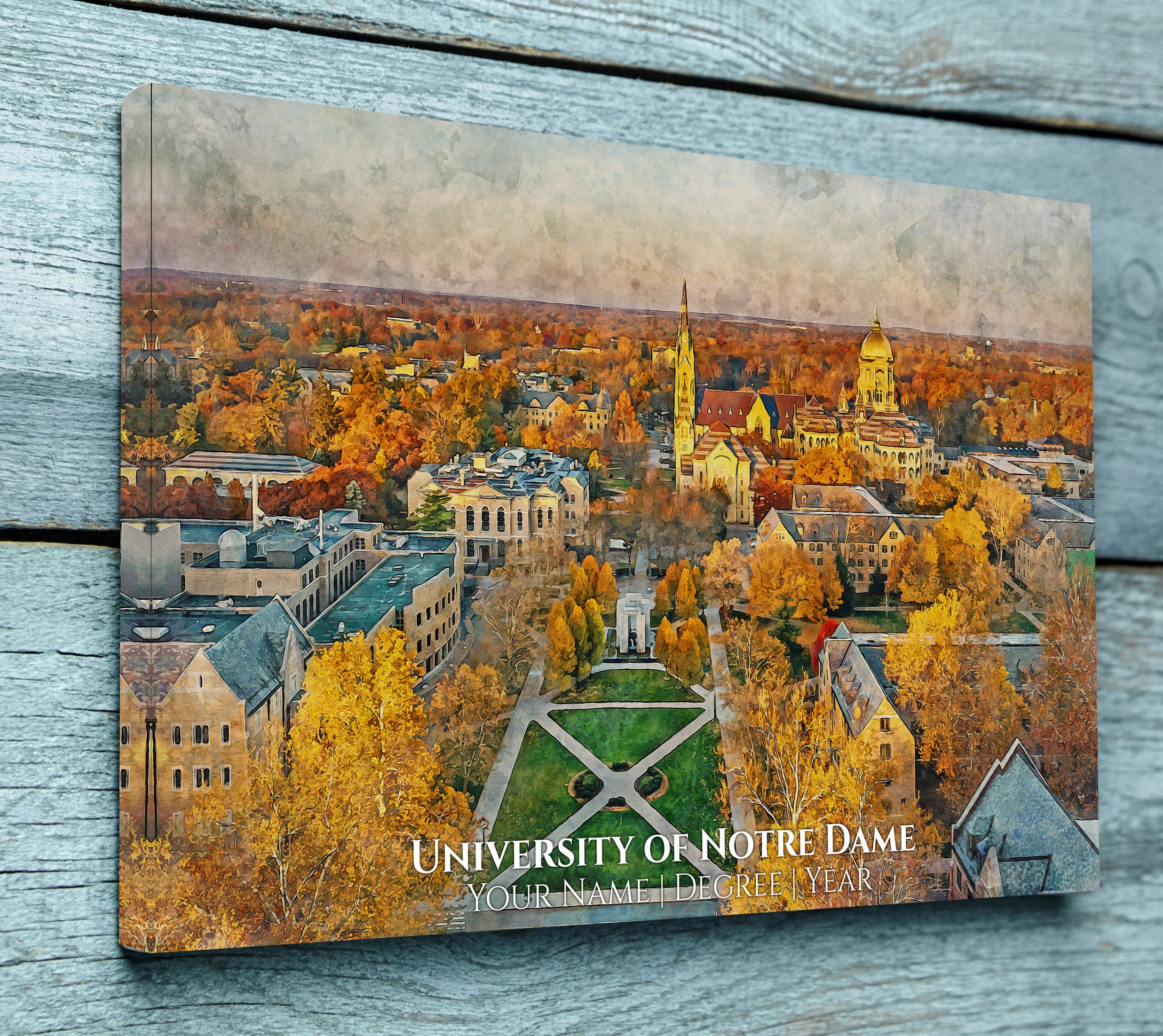 University of Notre Dame watercolor. Graduation gift, University of Notre Dame, - Picture 5 of 6