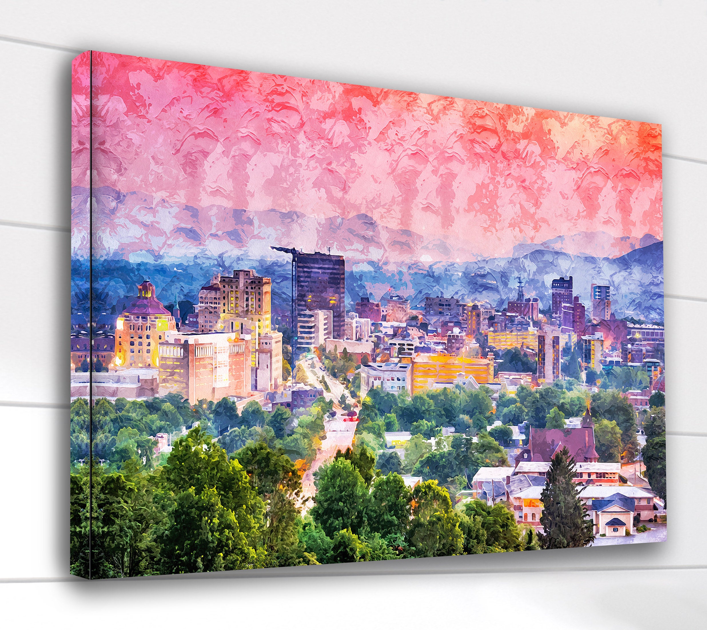 Asheville North Carolina watercolor, Asheville North Carolina wall art, Ashevil