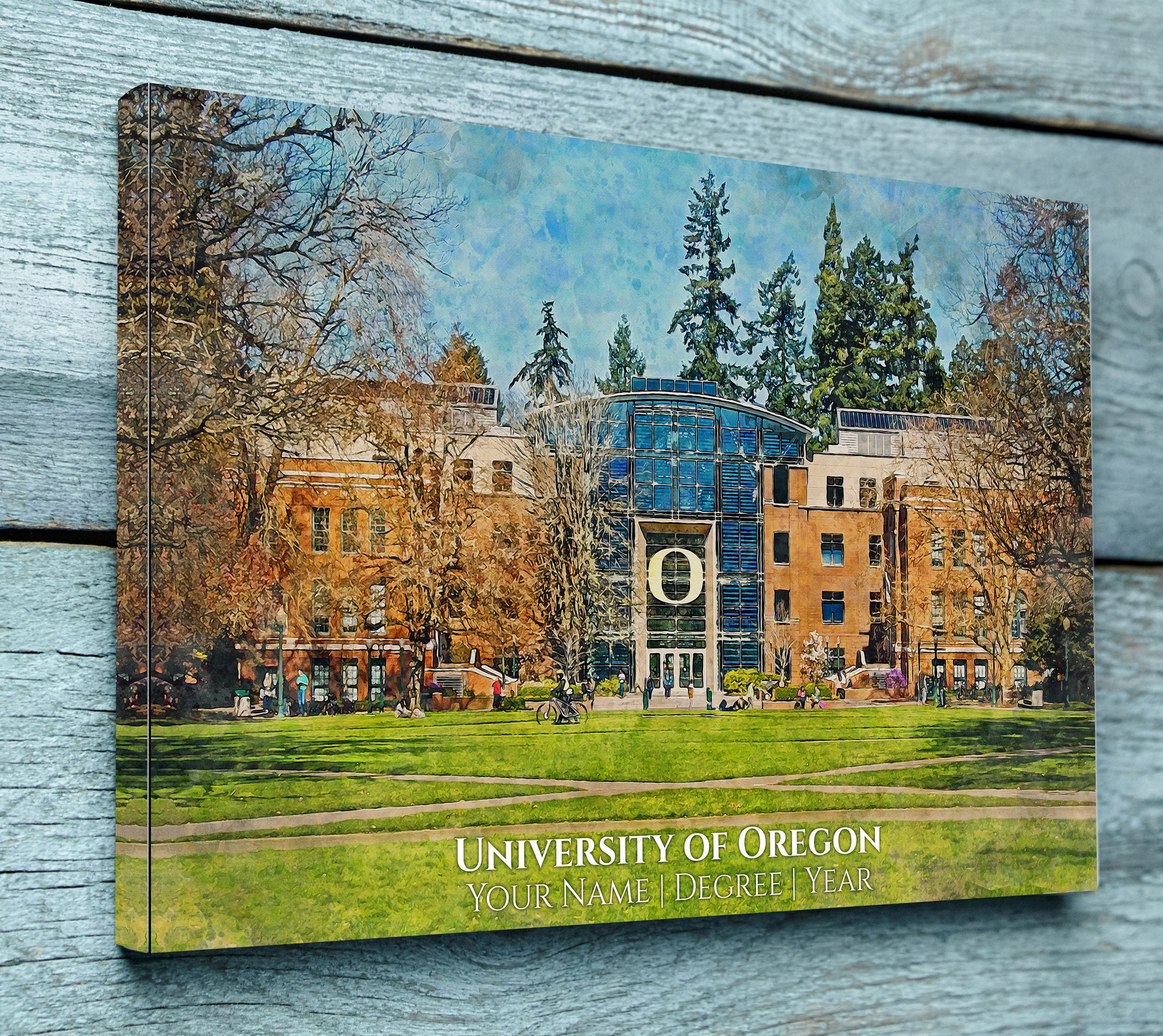 University of Oregon watercolor. Graduation gift, University of Oregon , Colleg