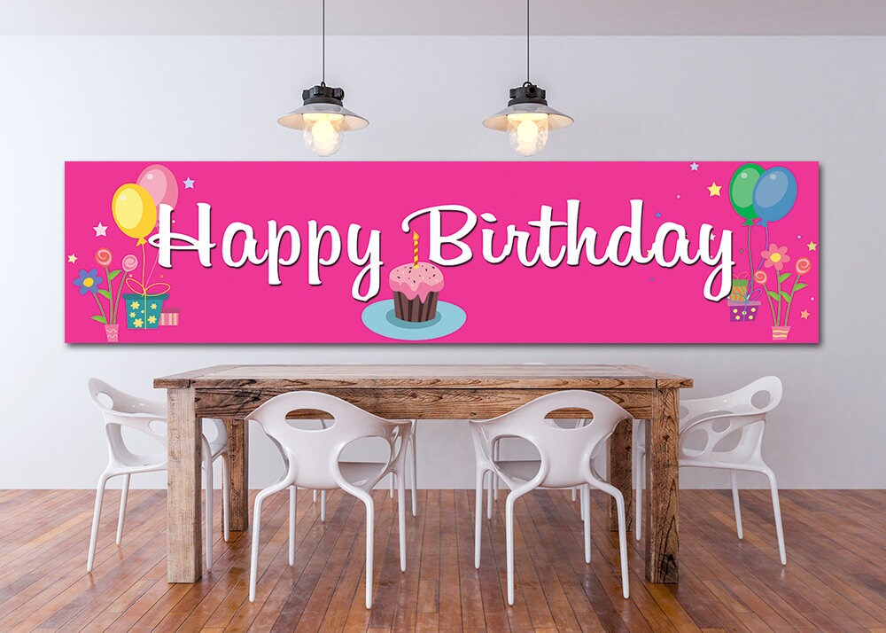 Happy Birthday vinyl banner Full color banner Indoor Outdoor Etsy