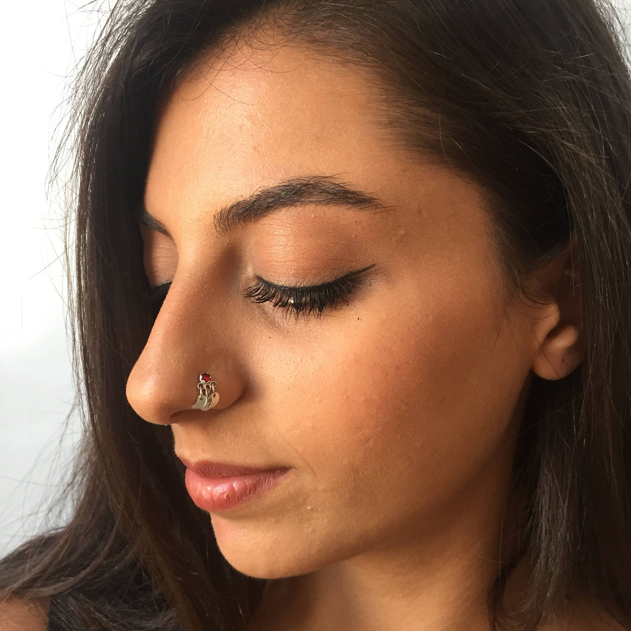 Tiny nose rings boho nose ring red nose ring for women Etsy