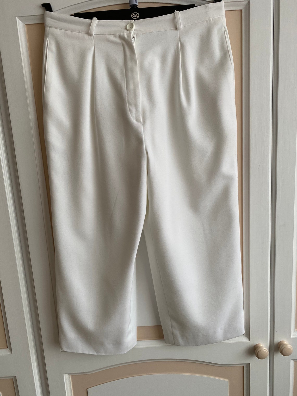 Susan Small Casuals White Cropped Pants Size 30 Inch Waist - Etsy