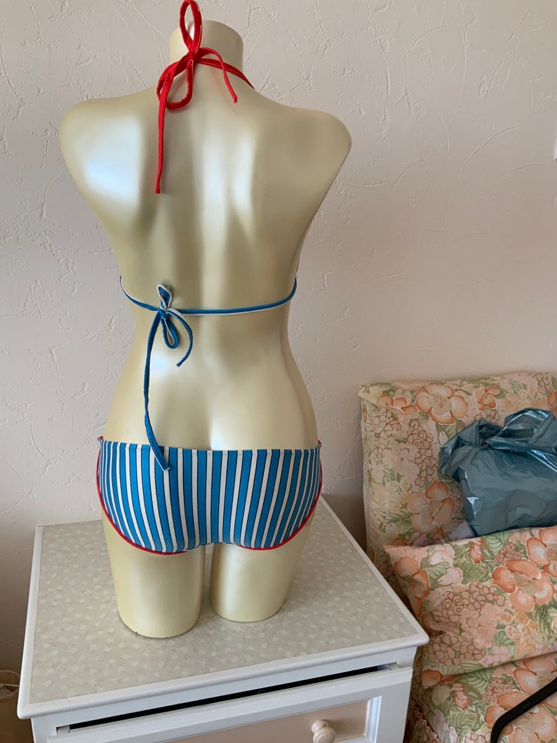 High Tide Blue and White Stripe Bikini size 10 UK