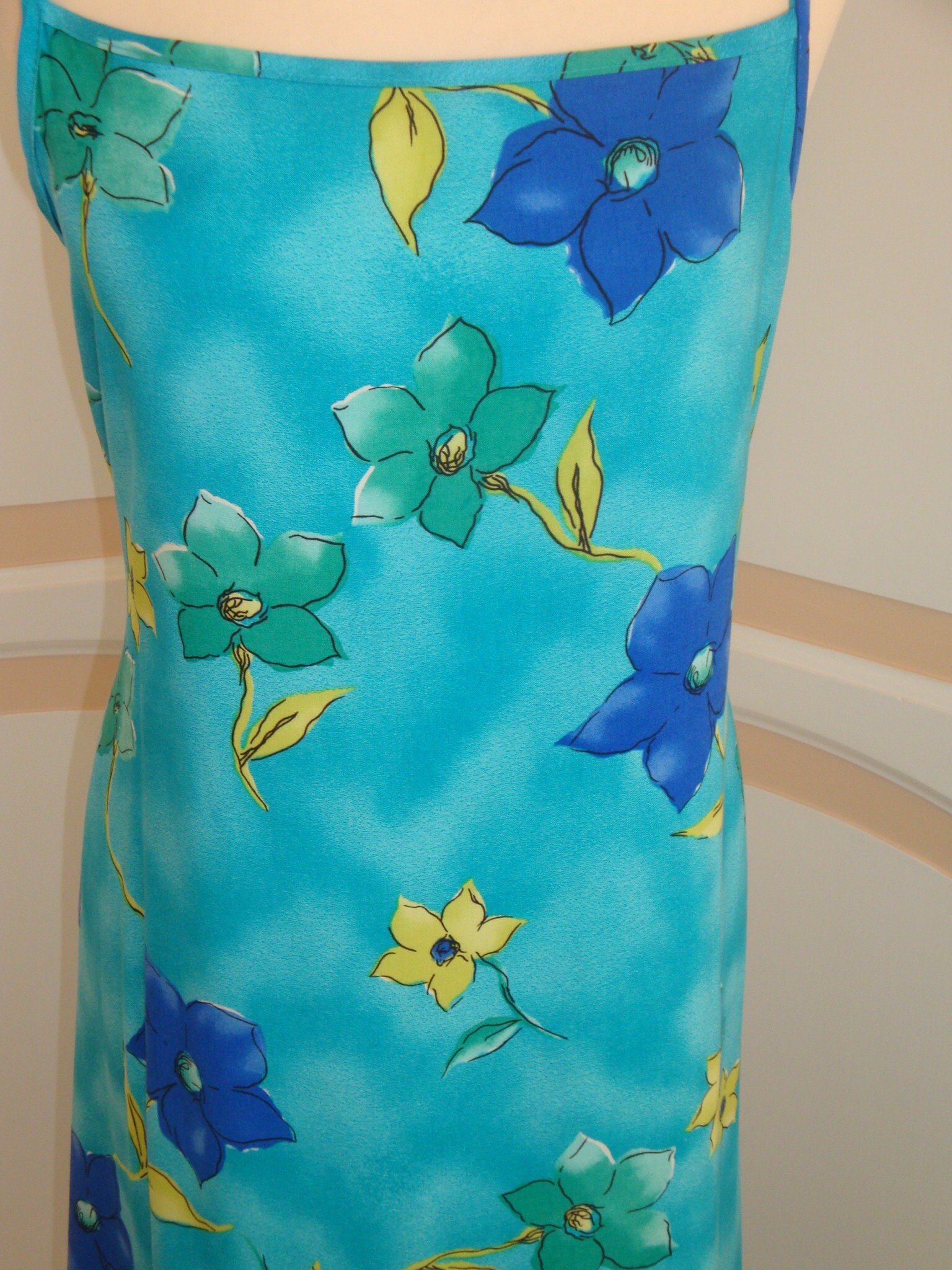 Vintage Blue Yellow and Green Flowered Dress.size 14 by - Etsy Australia