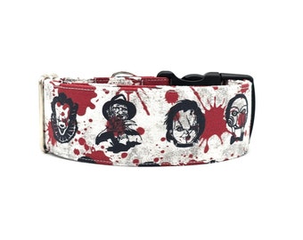 Big Horrors Gray Dog Collar - Blood Splatter - Spooky Collar - Halloween