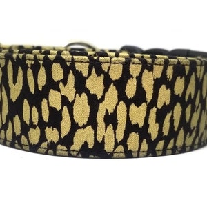 Black Gold Cheetah Print Dog Collar - Animal Print Collar - Metallic Collar - Girl Collar - 2 Inch Collar - Martingale Collar
