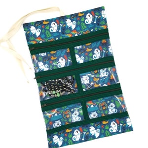 Samoyed Dog Show Lead Organizer - Dark Teal Blue Outdoor Camping Print - Zipper Pockets - Travel Jewelry Holder - Dog Show Supplies