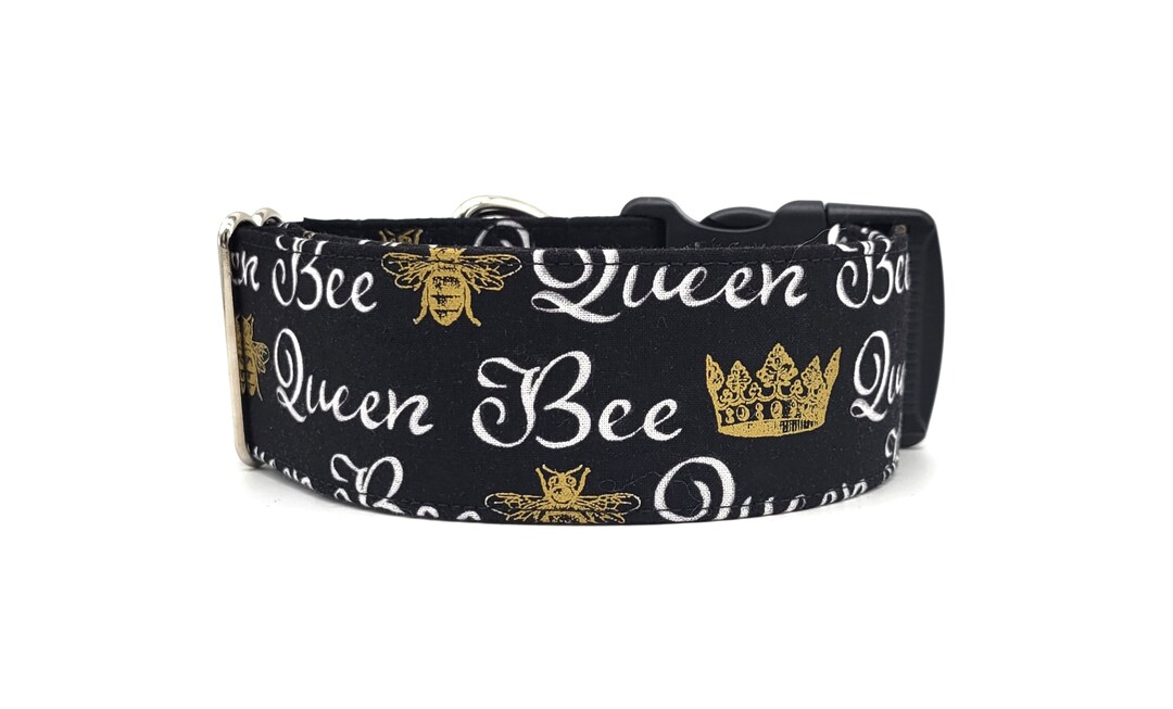 Black & Metallic Gold Queen Bee Dog Collar Gold Crown Collar Etsy