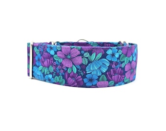 Violet Purple & Turquoise Floral Dog Collar