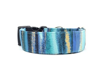 Metallic Gold Turquoise & Teal Blue Dog Collar