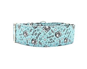 Light Blue Feral As Fuck Racoon Dog Collar