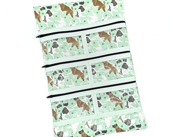 Trotting Akita Mint Green Dog Show Lead Organizer - Zipper Pockets - Travel Organizer - Dog Show Supplies