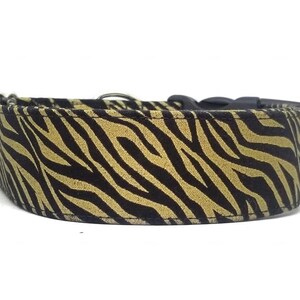 Black Gold Zebra Print Dog Collar - Metallic Collar - Girl Collar - Flashy Collar - Animal Print Collar - 2 Inch Collar - Martingale Collar