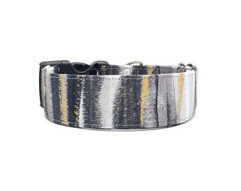 Metallic Gold Black & Gray Dog Collar