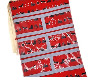 Siberian Husky Dog Show Lead Organizer - Red Hiking Print - Zipper Pockets - Travel Organizer - Dog Show Supplies