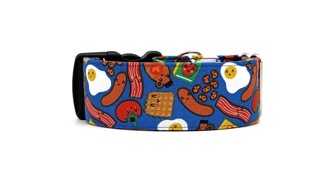 Full English Breakfast Dog Collar - Smiley Face - Waffle Sausage Bacon ...