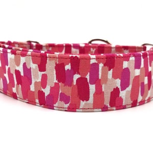 Multicolored Pink Paint Dog Collar - Fuschia Collar - Peach Collar - Abstract Collar - 2 Inch Collar - Martingale Collar