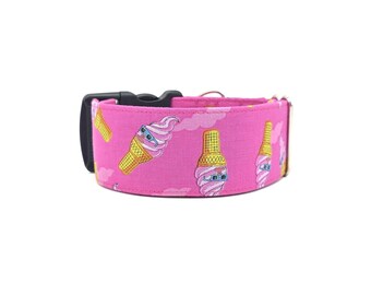 Pink Ice Cream Cones With Sunglasses Dog Collar