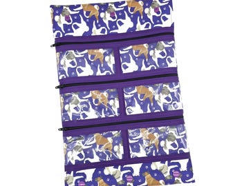Trotting Akita Purple Dog Show Lead Organizer - Zipper Pockets - Travel Organizer - Dog Show Supplies