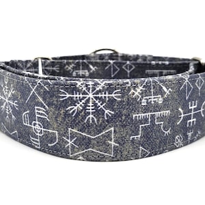 Viking Symbols Dog Collar Norse Themed Collar Gray Collar 