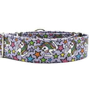 Lavender Purple Unicorns & Rainbow Stars Dog Collar - Humorous Collar
