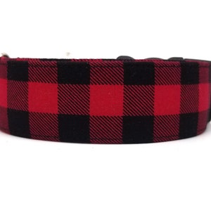 Red Buffalo Plaid Dog Collar - Holiday Collar - Country Collar - Christmas Collar - Winter Collar - 2 Inch Collar - Martingale Collar