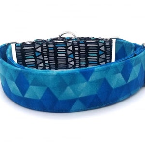 Two Tone Blue Martingale Collar - Geometric Collar - Boy Collar - Designer Collar - Novelty Collar - 2 Inch Collar - Greyhound Collar