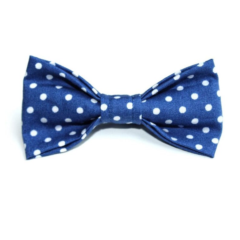 Blue Polka Dog Bow Tie