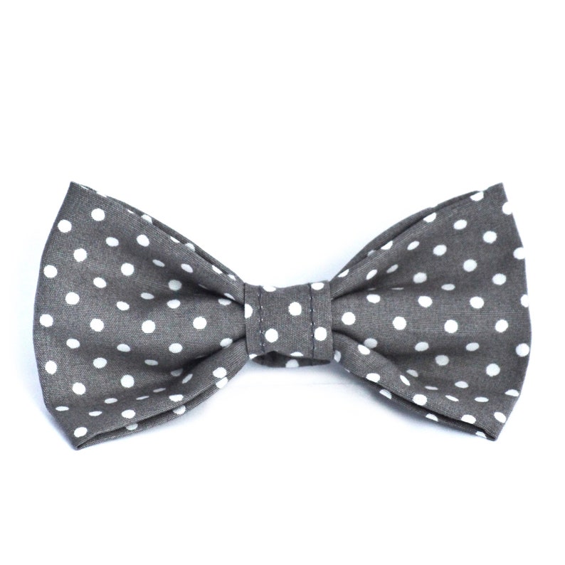 Grey Polka Dog Bow Tie