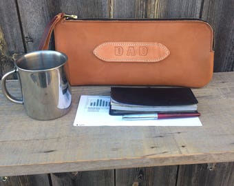 Personalized Leather Bank Bag: Heavy Duty Accessory Clutch