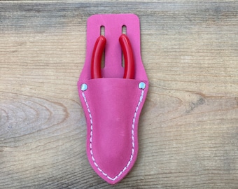 Fondina per pinze in pelle rosa con pinze da 4", gioco di ruolo per bambini