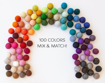 2.5cm Small Wool Felt Balls: Mix and Match, DIY Crafting Pom Poms