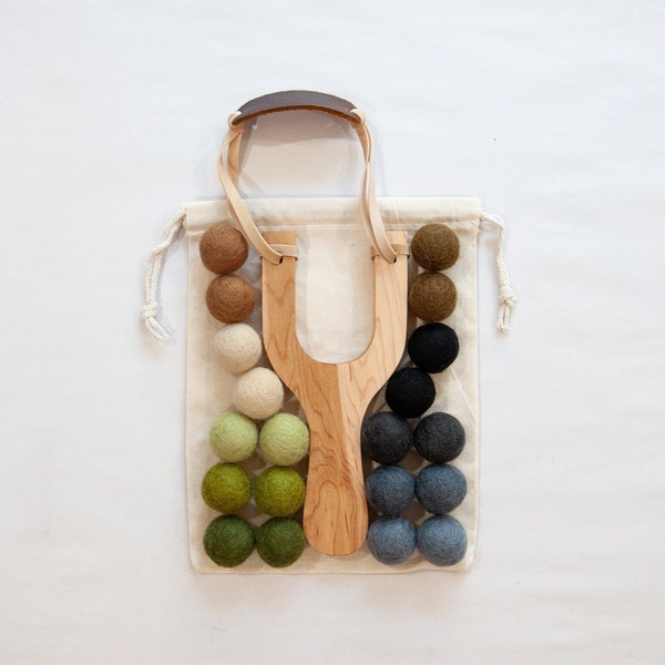 Felt Ball Slingshot: Handcrafted Maple Wood Toy Slingshot, Camo Birthday, Hunting Gift, Marshmallow Shooter, Kids Easter