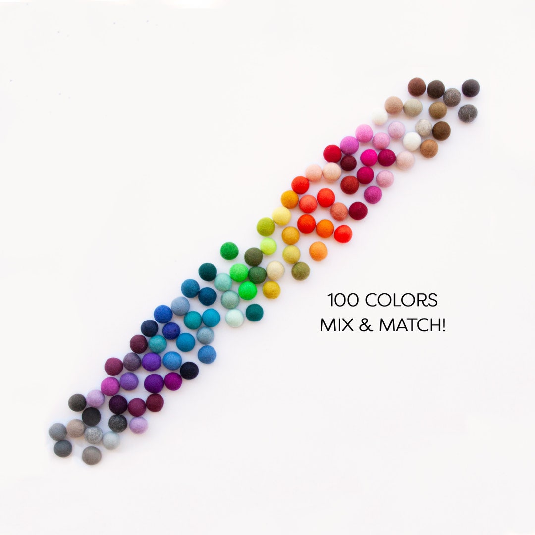 3.5 Cm Medium 100 Wool Felt Balls Bulk Wholesale 3 Cm, Mix and Match