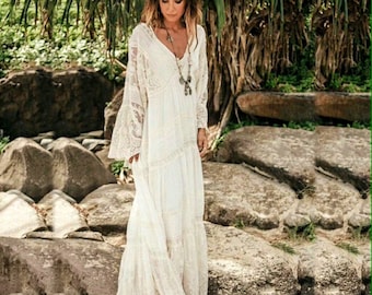 white dress bohemian style