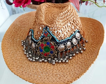 Boho Hat, Boho Jewel Hat, Tribal Hat, Vintage Hat, Jewel Hat, Jewel Boho Hat, Hippie Boho Hat, Hippie Jewel Hat, Boho Jewel Hat.